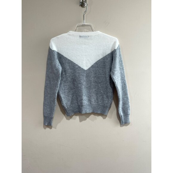 Shein Color block Sweater Womens M Gray Cream - Picture 2 of 5